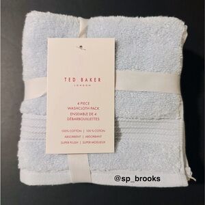 🎁4PC TED BAKER London Bath Washcloth Set -Powder Blue- Super Plush Cotton